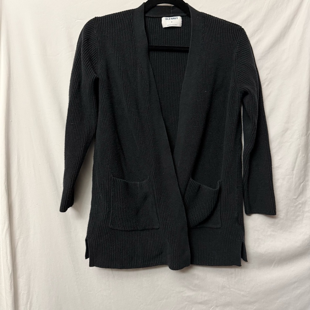 Old Navy Black Ribbed Cardigan Sweater